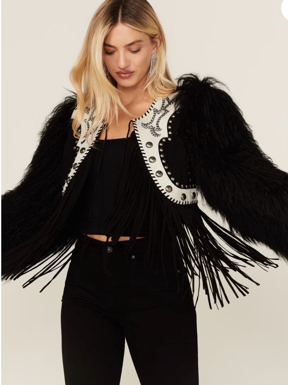 Double D Ranch Black Wild Woolie Fringe Jacket